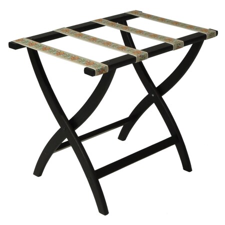 Vertex 20 in. Designer Curve Leg Luggage Rack with Tapestry Straps - Black VE3259803